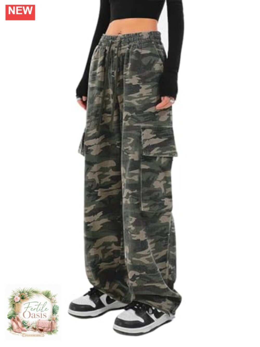 Cargo Pants Women Baggy Y2K Drawstring Wide Leg Cotton High Waisted